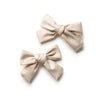 Halo Luxe Rosa Vintage Satin Double Bow Clips - Champagne