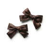 Halo Luxe Rosa Vintage Satin Double Bow Clips - Chocolate
