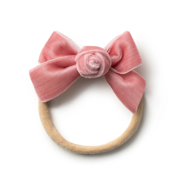 Halo Luxe Rosette Velvet Baby Band - Mauve