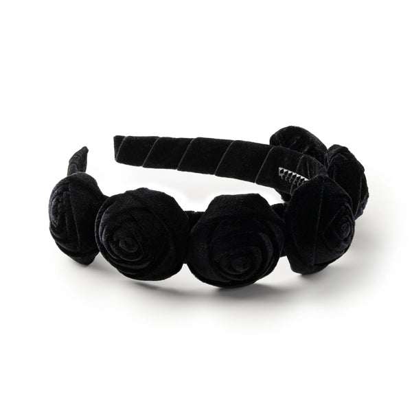 Halo Luxe Rosette Velvet Headband - Black