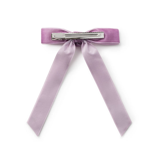 Halo Luxe Rosette Velvet Long Tail Clip - Lavender