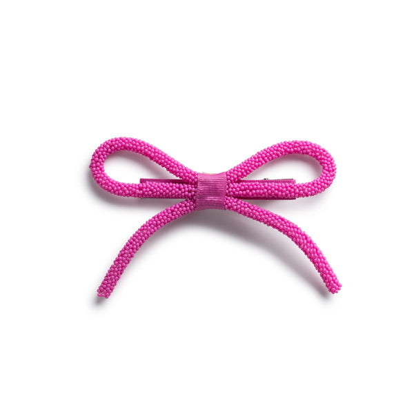 Halo Luxe Sprinkle Pearl Bow Clip - Hot Pink