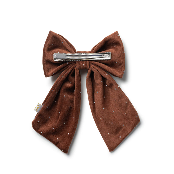 Halo Luxe Vivienne Studded Velvet Medium Hair Clip - Chocolate