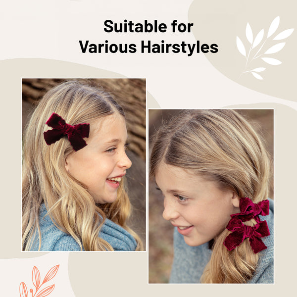 Halo Luxe Ava Scalloped Velvet Double Clip Set - Wine