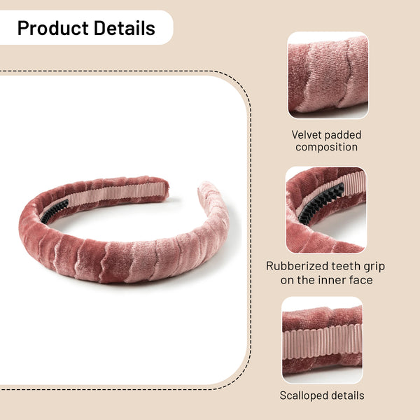 Halo Luxe Ava Scalloped Velvet Headband - Mauve