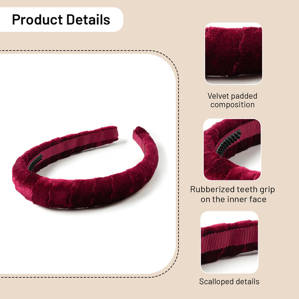Halo Luxe Ava Scalloped Velvet Headband - Wine