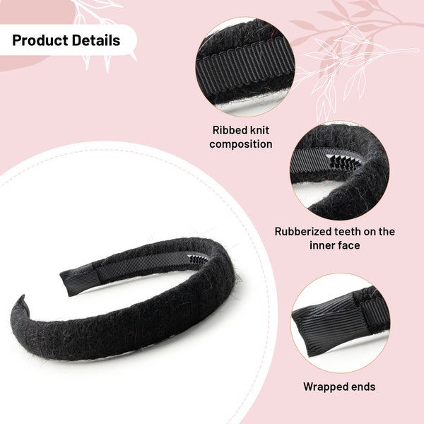 Halo Luxe Avery Ribbed Knit Padded Headband - Black