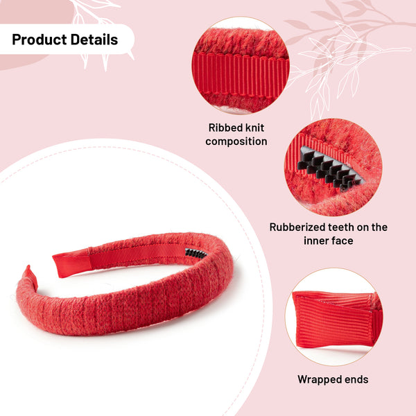 Halo Luxe Avery Ribbed Knit Padded Headband - Red