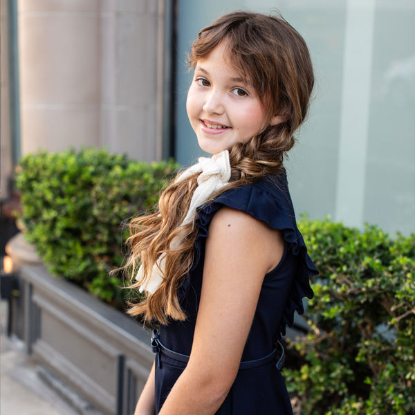 Halo Luxe Avery Ribbed Knit Long Tail Scrunchie - Ivory
