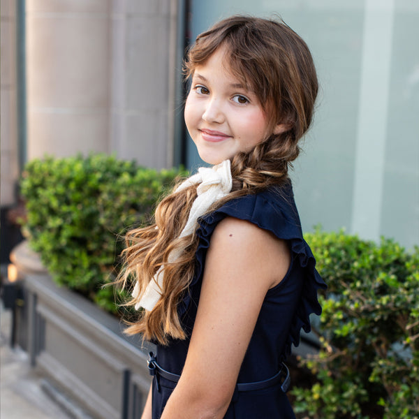 Halo Luxe Avery Ribbed Knit Long Tail Scrunchie - Ivory