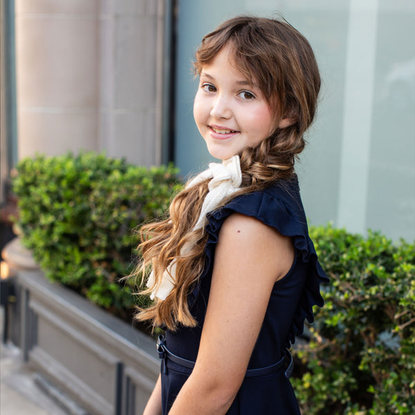 Halo Luxe Avery Ribbed Knit Long Tail Scrunchie - Ivory