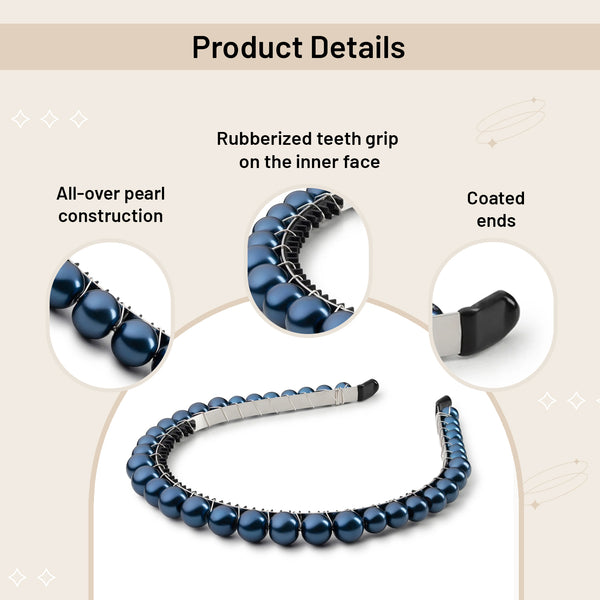 Halo Luxe Bon Bon Pearlized Tiara Headband - Navy