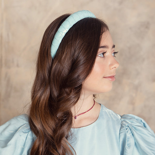 Halo Luxe Poppy Braided Woven Patent Headband - Powder Blue