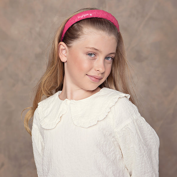 Halo Luxe Poppy Braided Woven Patent Headband - Rose