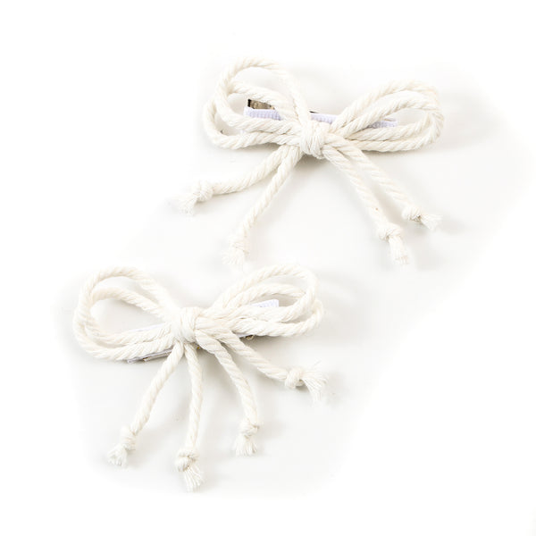 Halo Luxe Bea Braided Rope Double Clip Set - Ivory