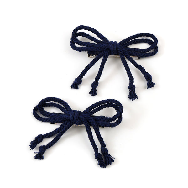 Halo Luxe Bea Braided Rope Double Clip Set - Navy Blue