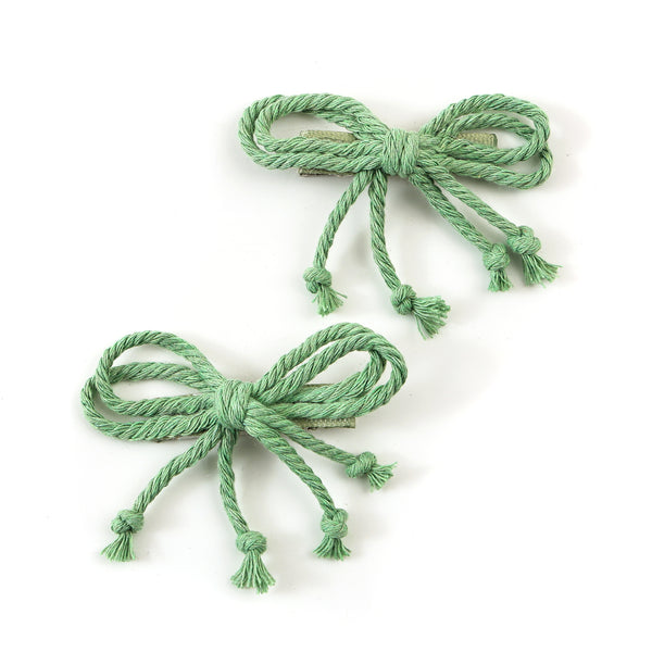 Halo Luxe Bea Braided Rope Double Clip Set - Mint Green