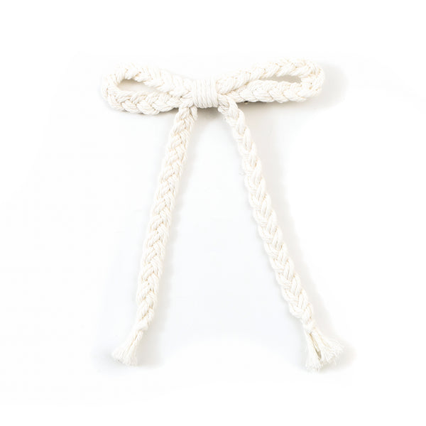 Halo Luxe Bea Braided Rope Bow Hair Clip - Ivory