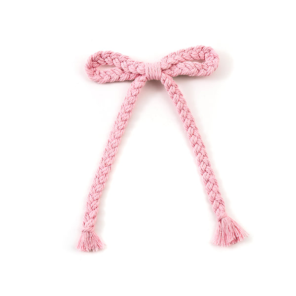 Halo Luxe Bea Braided Rope Bow Hair Clip - Pink