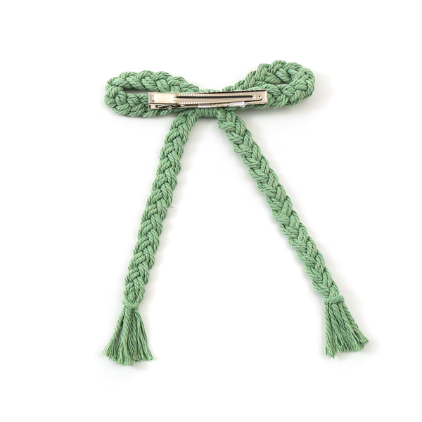 Halo Luxe Bea Braided Rope Bow Hair Clip - Mint Green