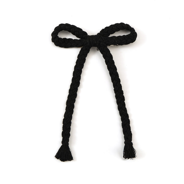 Halo Luxe Bea Braided Rope Bow Hair Clip - Black