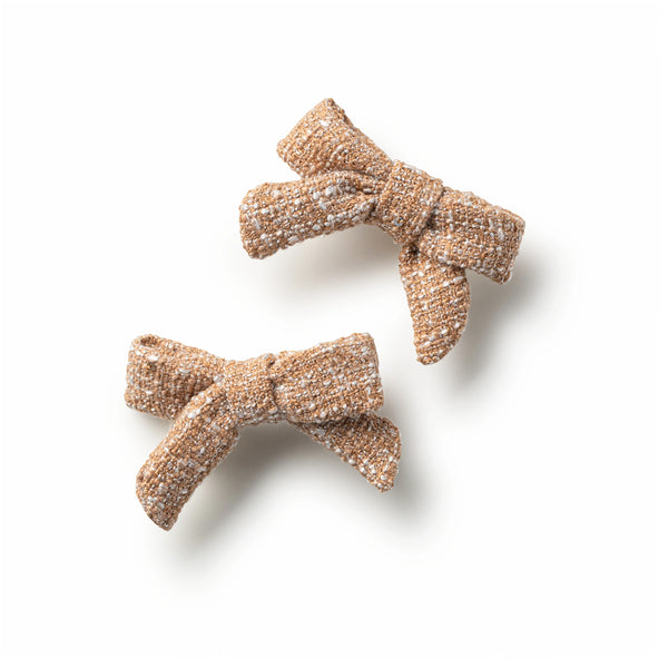 Halo Luxe Clara Tweed Double Clip Set - Caramel