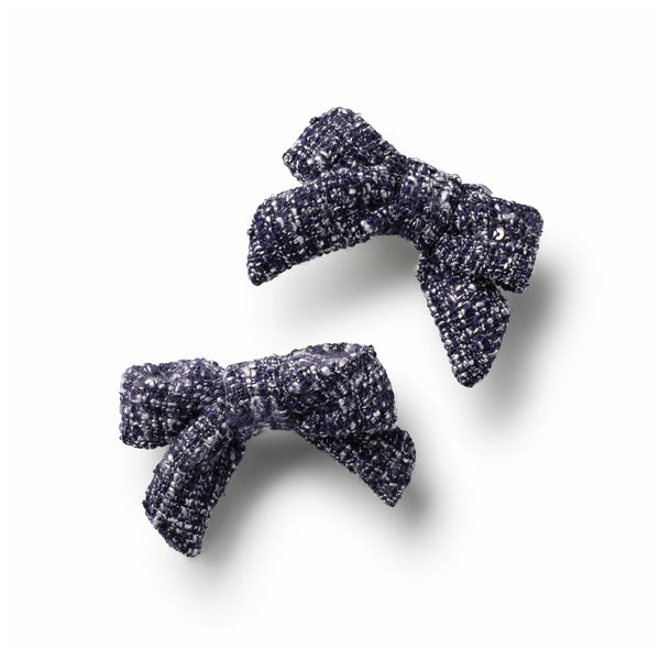 Halo Luxe Clara Tweed Double Clip Set - Eggplant