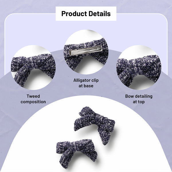 Halo Luxe Clara Tweed Double Clip Set - Eggplant