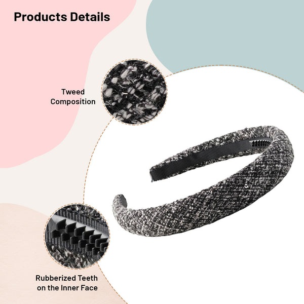 Halo Luxe Clara Tweed Padded Headband - Black