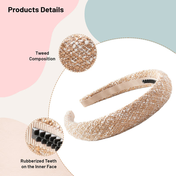 Halo Luxe Clara Tweed Padded Headband - Caramel