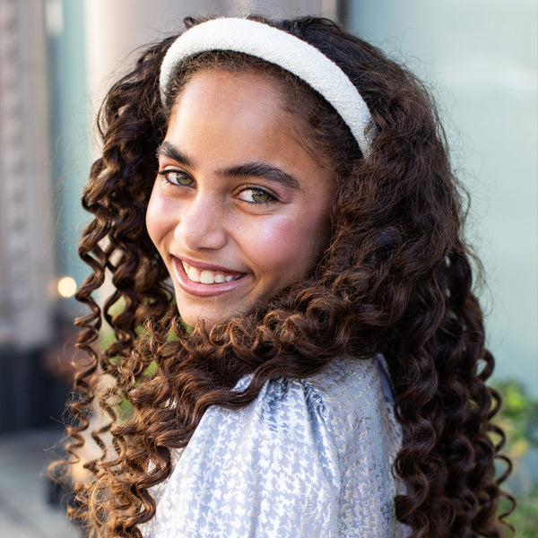 Halo Luxe Clara Tweed Padded Headband - Ecru