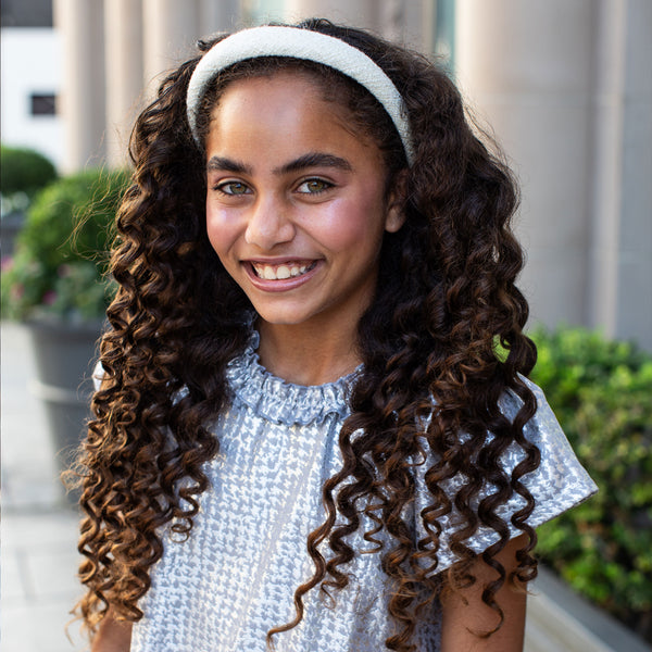 Halo Luxe Clara Tweed Padded Headband - Ecru