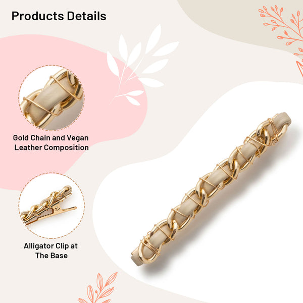 Halo Luxe Coco Gold Chain Clip - Oatmeal
