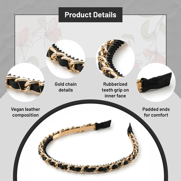 Halo Luxe Coco Gold Chain Headband - Black