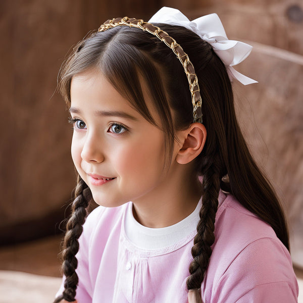 Halo Luxe Coco Gold Chain Headband - Chocolate