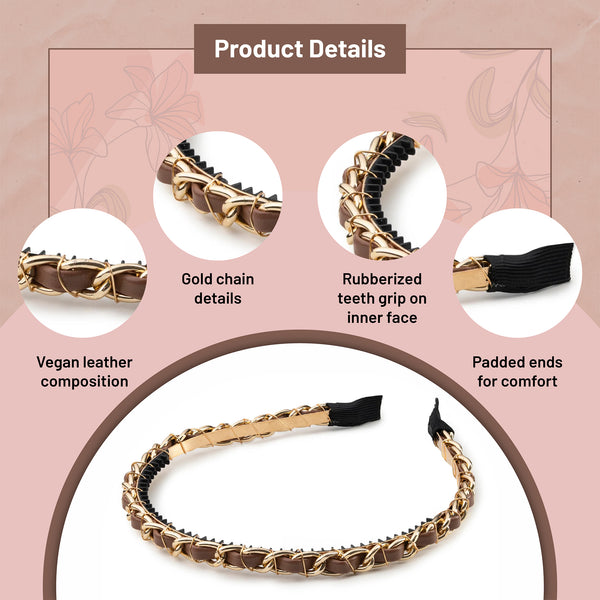 Halo Luxe Coco Gold Chain Headband - Chocolate