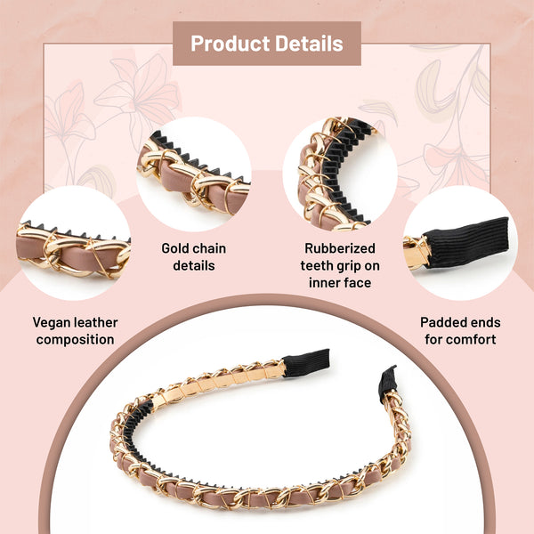 Halo Luxe Coco Gold Chain Headband - Mauve
