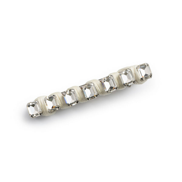 Halo Luxe Crystal Satin Clip - Off White