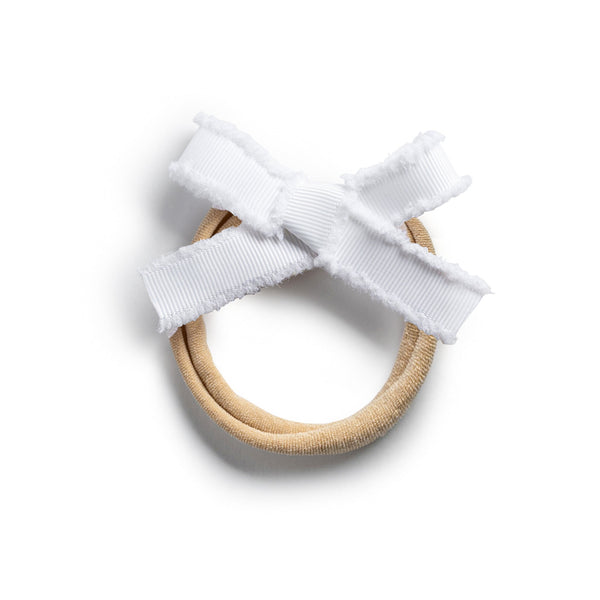 Halo Luxe Dahlia Deconstructed Grosgrain Ribbon Baby Band - White