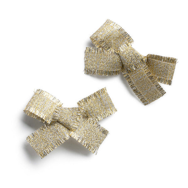 Halo Luxe Dahlia Deconstructed Grosgrain Ribbon Double Clip Set - Gold