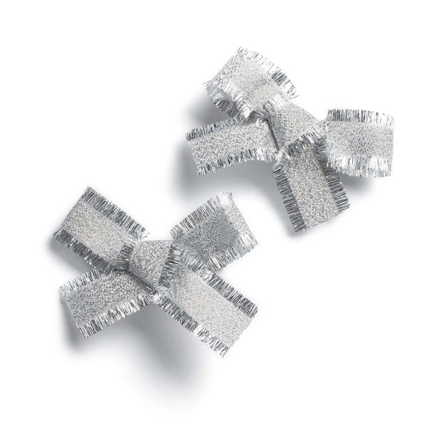 Halo Luxe Dahlia Deconstructed Grosgrain Ribbon Double Clip Set - Silver