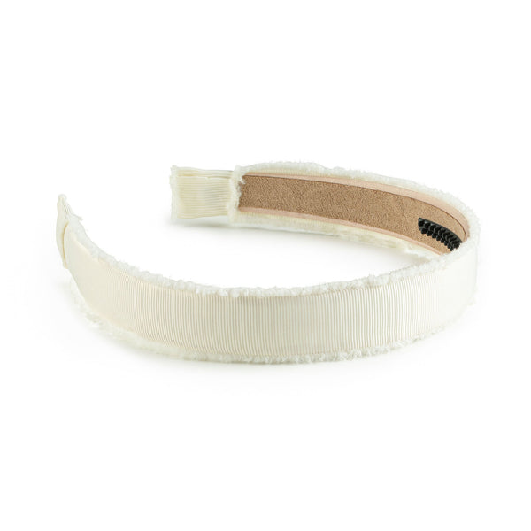 Halo Luxe Dahlia Deconstructed Grosgrain Ribbon Headband - Off White