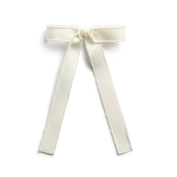 Halo Luxe Dahlia Deconstructed Grosgrain Ribbon Long Tail Clip - Off White