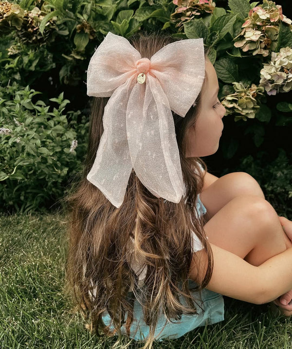 Halo Luxe Emma Organza Long Tail Clip - Peach