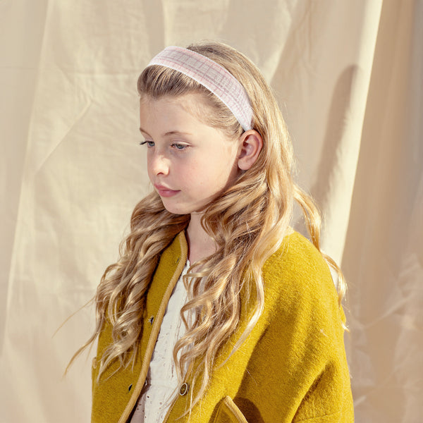 Halo Luxe Estella Tweed Pearl Trimmed Headband - Rose