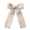 Halo Luxe Estella Tweed Pearl Trimmed Long Tail Clip - Tan/Ivory