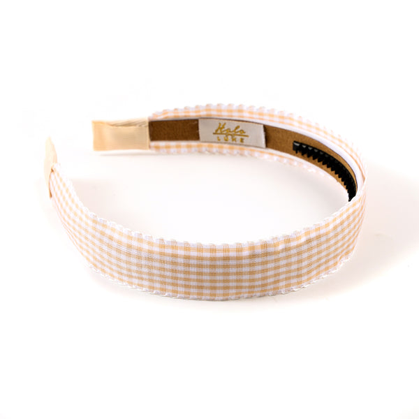 Halo Luxe Jocelyn Gingham Scalloped Headband - Buff