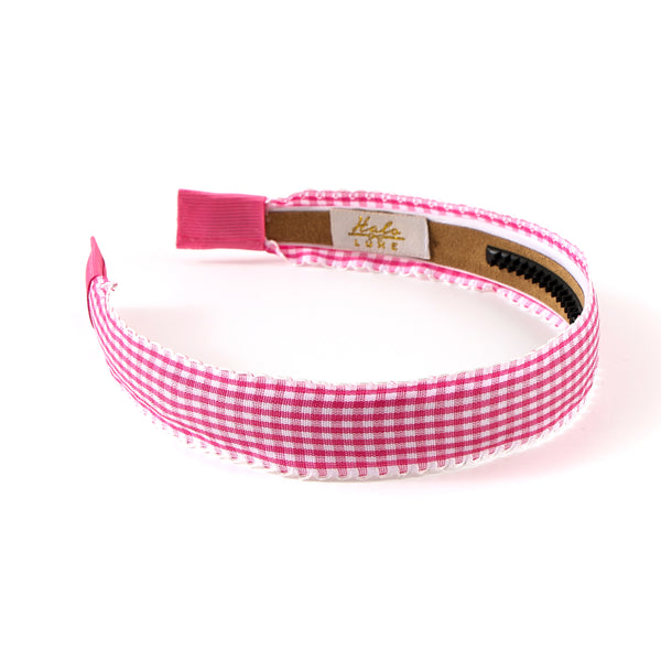 Halo Luxe Jocelyn Gingham Scalloped Headband - Hot Pink