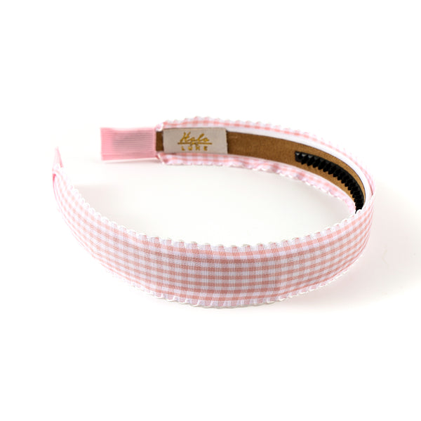 Halo Luxe Jocelyn Gingham Scalloped Headband - Light Pink