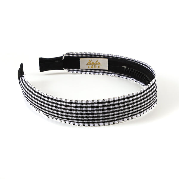 Halo Luxe Jocelyn Gingham Scalloped Headband - Black